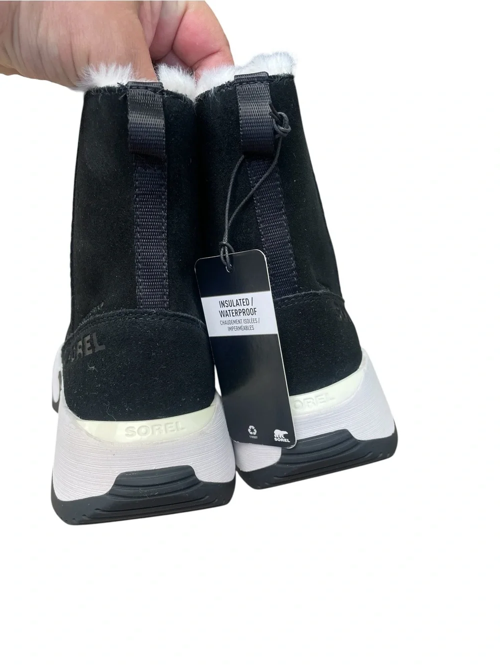 SOREL Kinetic Impact Short Boot, Black/White, Women’s, Size 8, NWT